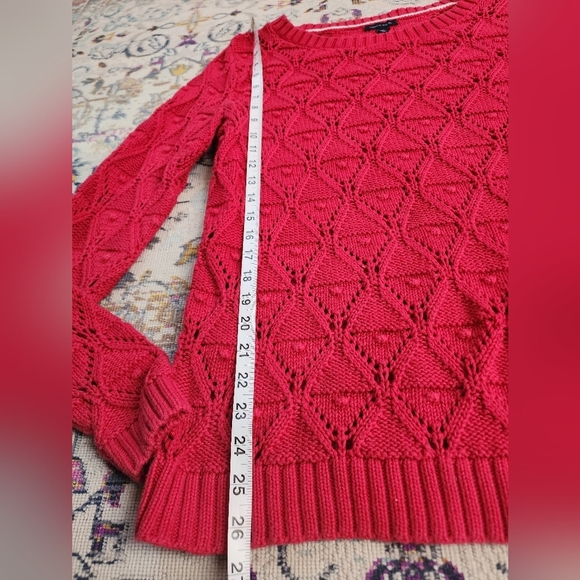 Tommy Hilfiger, Women's Red Knit Crew Neck Soft Long Sleeve Sweater, sz LG - Picture 11 of 15